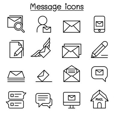 Posta, ileti, bülten simgesini ince çizgi stili ayarla