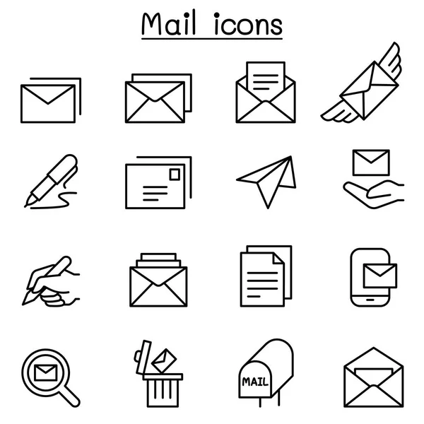 Mail-Icon im Thin-Line-Stil gesetzt — Stockvektor