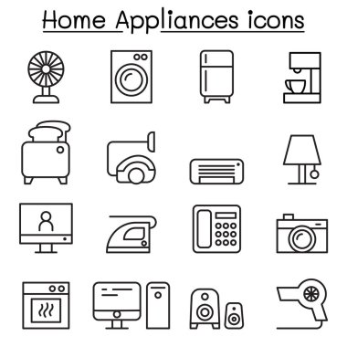 İnce çizgi stili cihaz Icon set