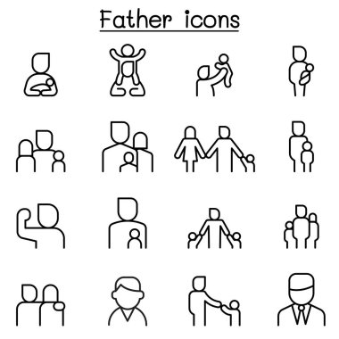 İnce çizgi stilinde baba Icon set