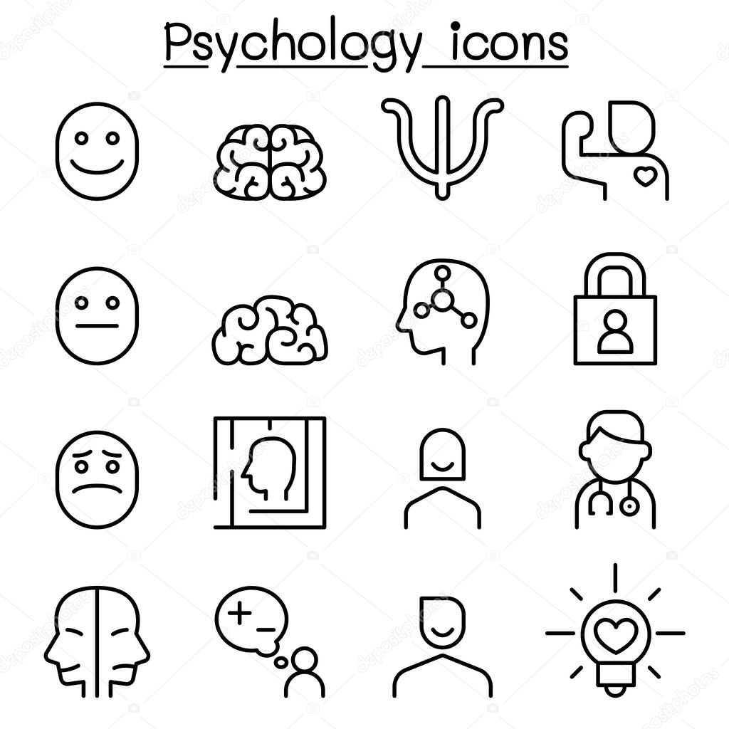 Psychology icon set in thin line style