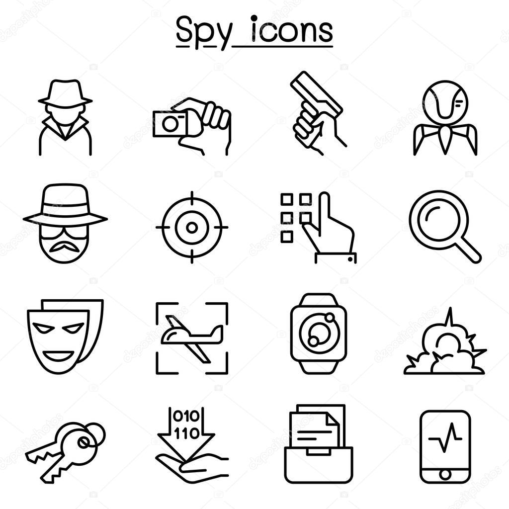 Spy icon set in thin line style