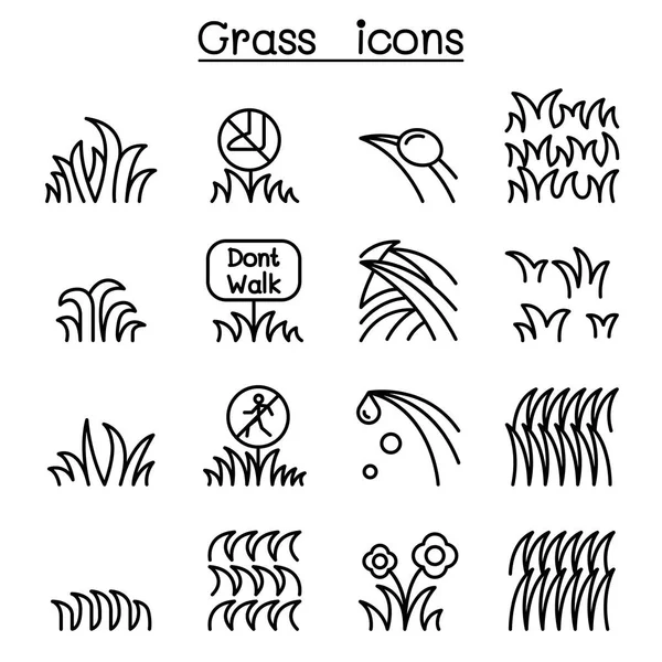 Grass icon set in thin line style — Stock Vector