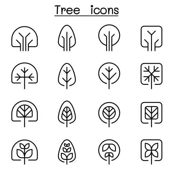 Tree icon set in thin line style — Stock Vector