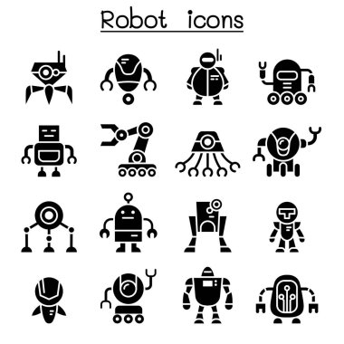 Robot Icon set vektör çizim grafik tasarım 