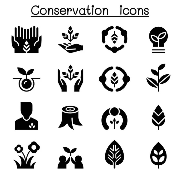 Eco friendly & Conjunto de iconos de conservación Diseño gráfico vectorial — Vector de stock