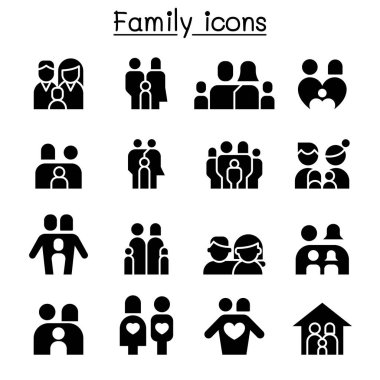 Aile ve insanlar simge kümesi vektör çizim grafik tasarım