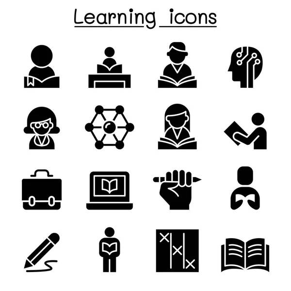 Gráfico de ilustração vetorial de ícones de estudo, aprendizagem e educação —  Vetores de Stock