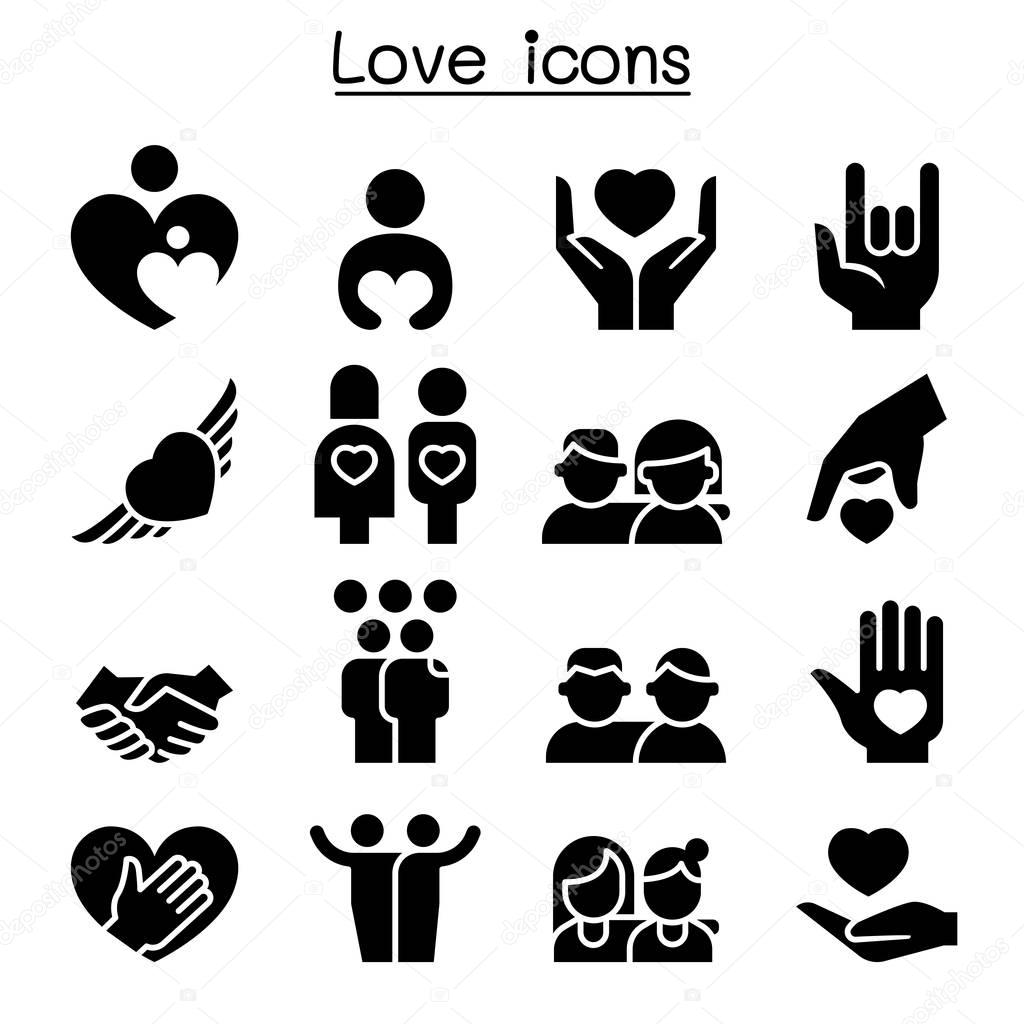 Love, Relationship, Friend, Family icon set 