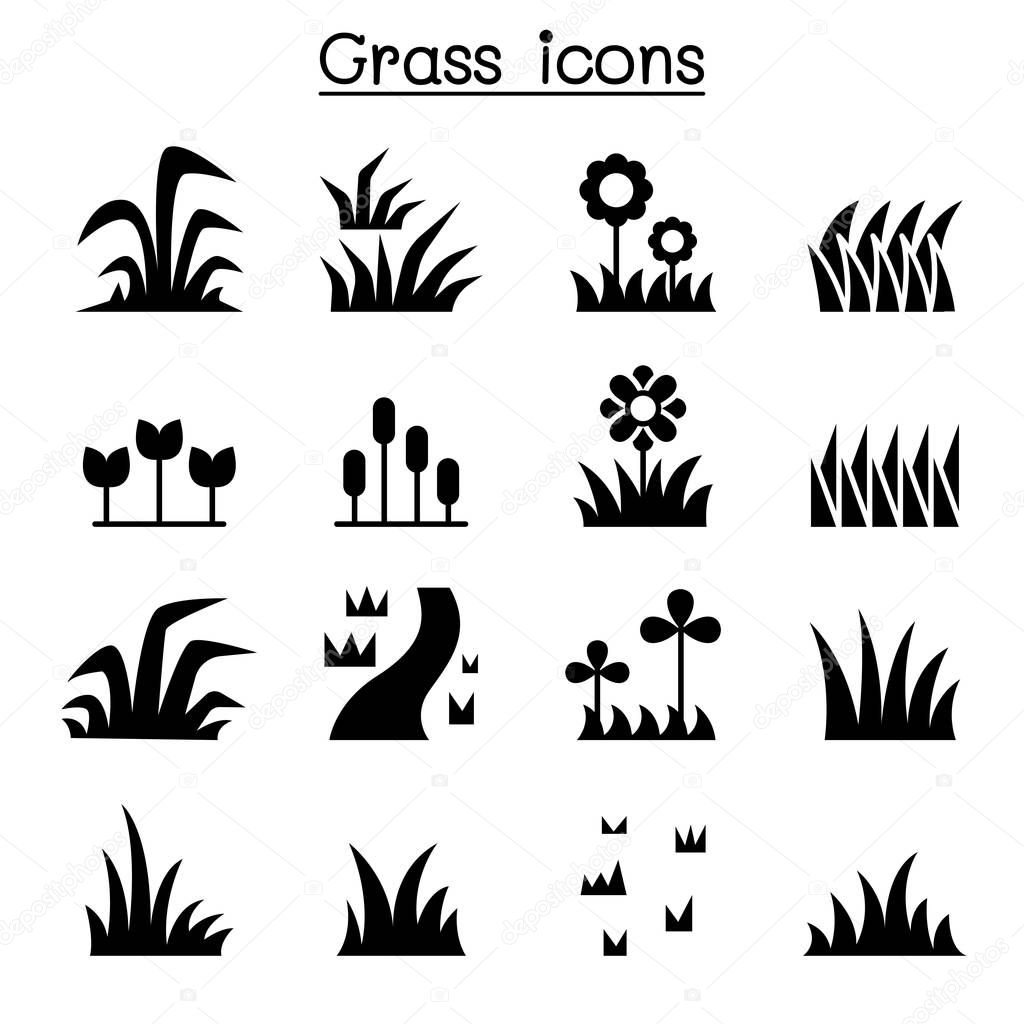 Grass icon set vector illustration