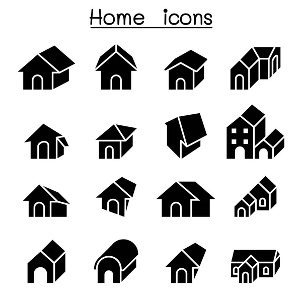 Casa, Casa, Residencial, Conjunto de ícones de apartamento —  Vetores de Stock