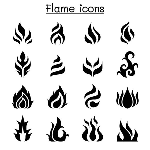 Flame, fire, burn icon set — Stock Vector