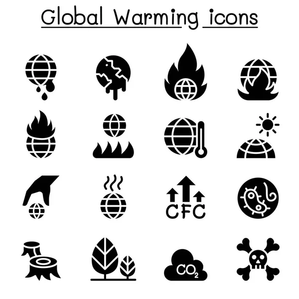 Conjunto de iconos de calentamiento global — Vector de stock