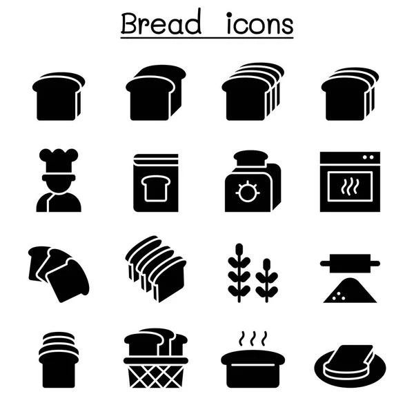Pan, pan, panadería y pastelería icono conjunto vector ilustración grafi — Vector de stock
