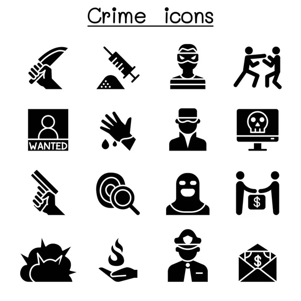 Misdaad & geweld pictogramserie — Stockvector