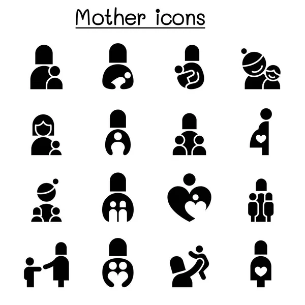 Mutter Icon Set Vektor Illustration Grafik Design — Stockvektor