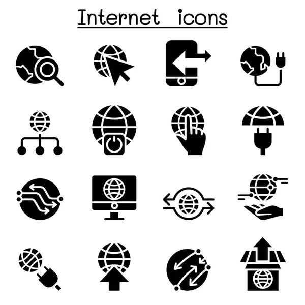 Internet pictogram set vector illustratie grafisch ontwerp — Stockvector