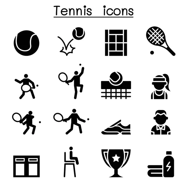 Tennis-Ikone Set Illustration Grafik-Design — Stockvektor