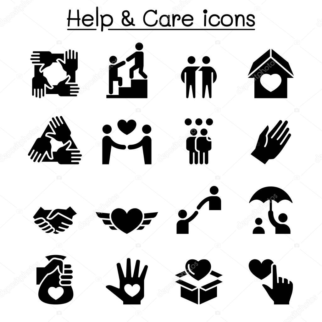 Help, care, Friendship, Generous & Charity icon set 
