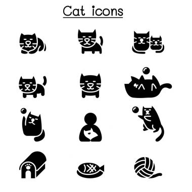 Kedi Icon set vektör çizim grafik tasarım