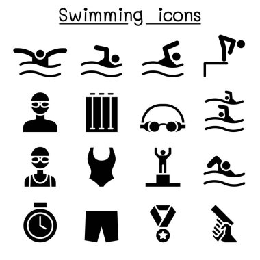 Yüzme Icon set vektör çizim grafik tasarım