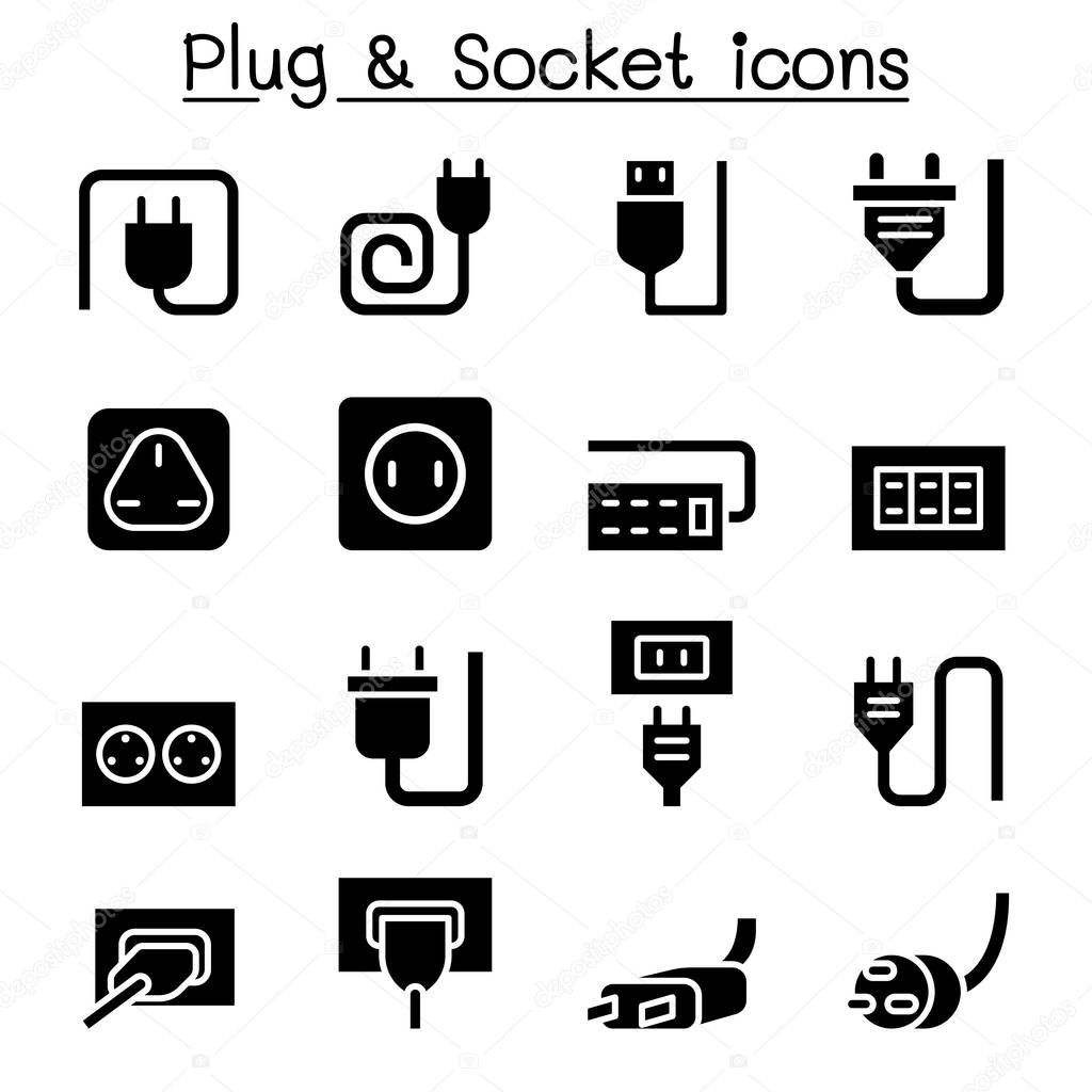 Plug & Socket icon set vector illustration graphic design