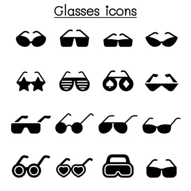 Gözlük simgesi set vektör çizim grafik tasarım
