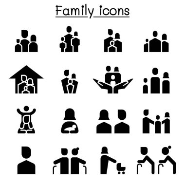 Aile Icon set vektör çizim grafik tasarım