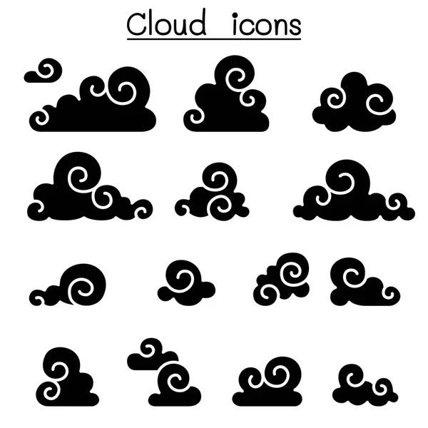 Nuvola astratta, Nuvola cinese, Nuvola riccia, Nuvola di decorazione — Vettoriale Stock
