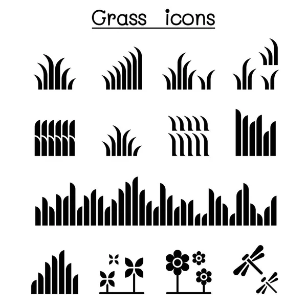 Hierba icono conjunto — Archivo Imágenes Vectoriales