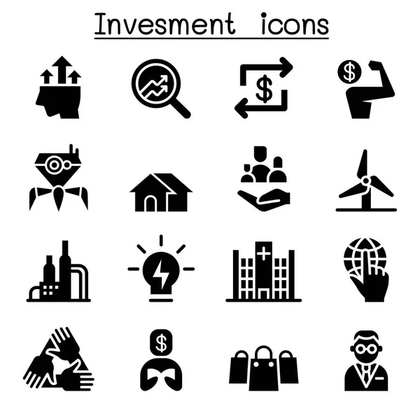 Набор значков бизнес-инвестиций — стоковый вектор