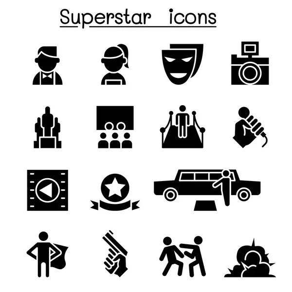 Acteur, actrice, Celebrity, Super star pictogramserie — Stockvector