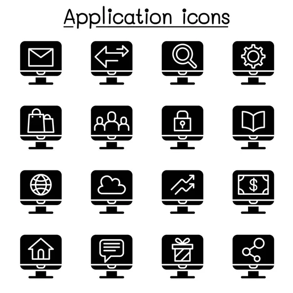 Ensemble d'icônes d'application informatique — Image vectorielle