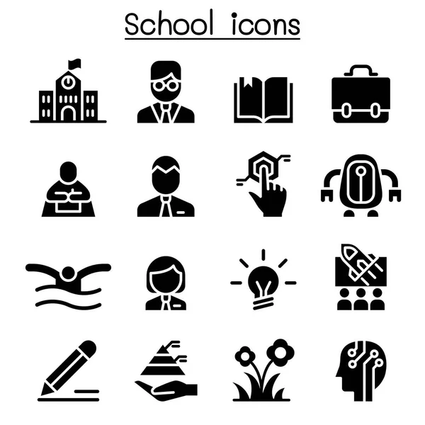 Conjunto de iconos de escuela, educación y aprendizaje — Archivo Imágenes Vectoriales