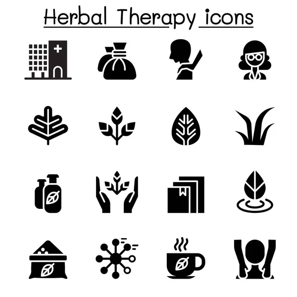 Terapia herbal & Set de iconos de spa — Vector de stock