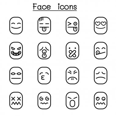 Yüz simgesi ince çizgi stili ayarla