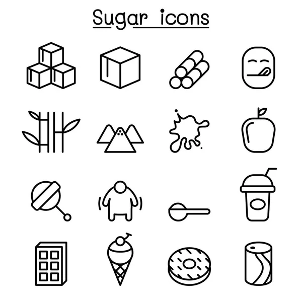 Icono de azúcar en estilo de línea delgada — Vector de stock