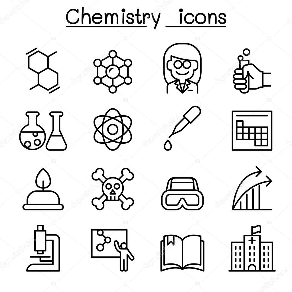 Chemistry icon set in thin line style