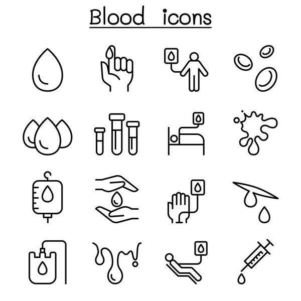 Icono de donación de sangre en estilo de línea delgada — Vector de stock