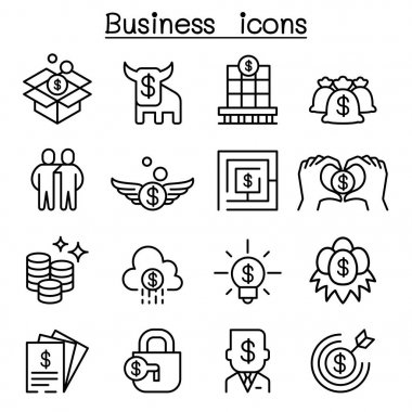 İnce çizgi stilinde iş kavramı Icon set