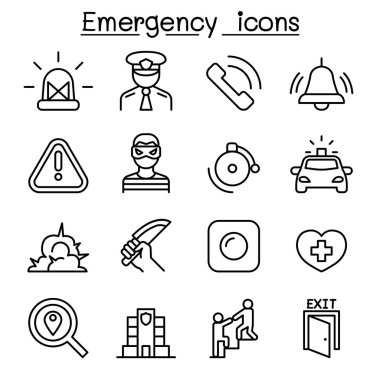 Acil durum simgesi ince çizgi stili ayarla