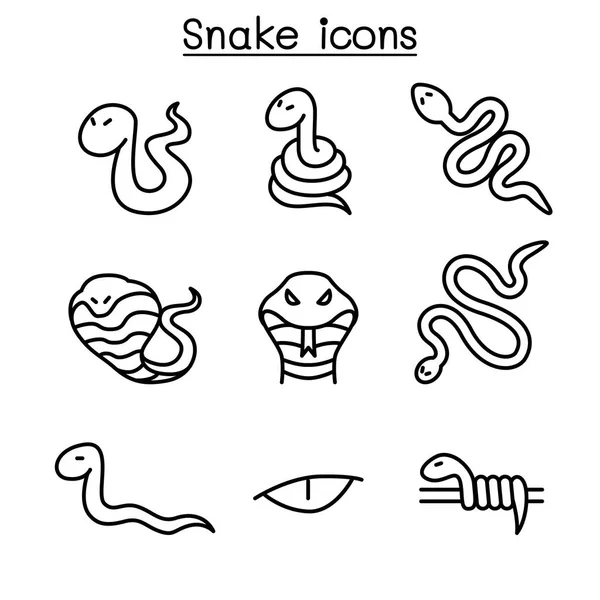 Icono de serpiente en estilo de línea delgada — Vector de stock