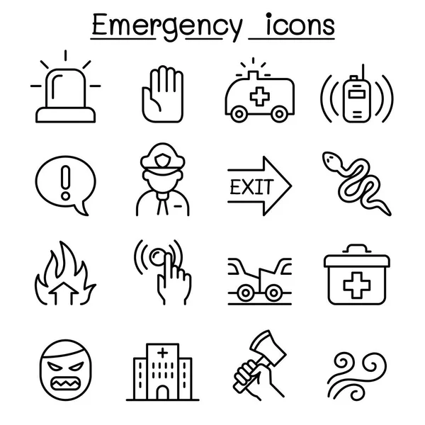 Icono de emergencia en estilo de línea delgada — Archivo Imágenes Vectoriales