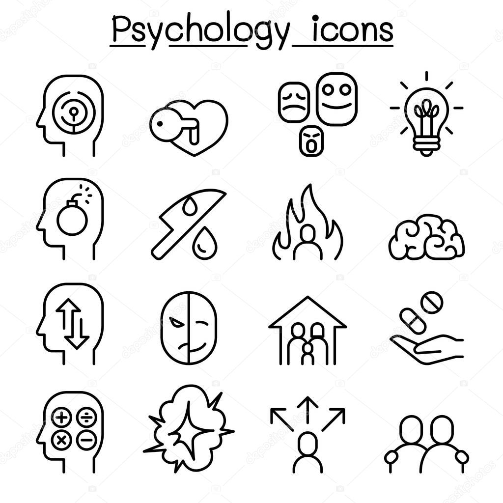 Psychology icon set in thin line style