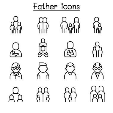 İnce çizgi stilinde baba Icon set