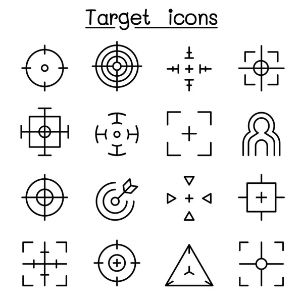 İnce çizgi stili içinde hedef ve amaç Icon set — Stok Vektör