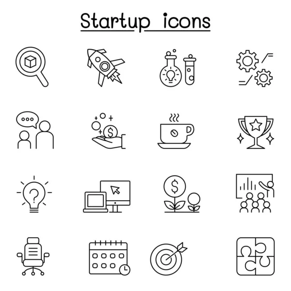 Startup icon set in thin line style — Stock Vector