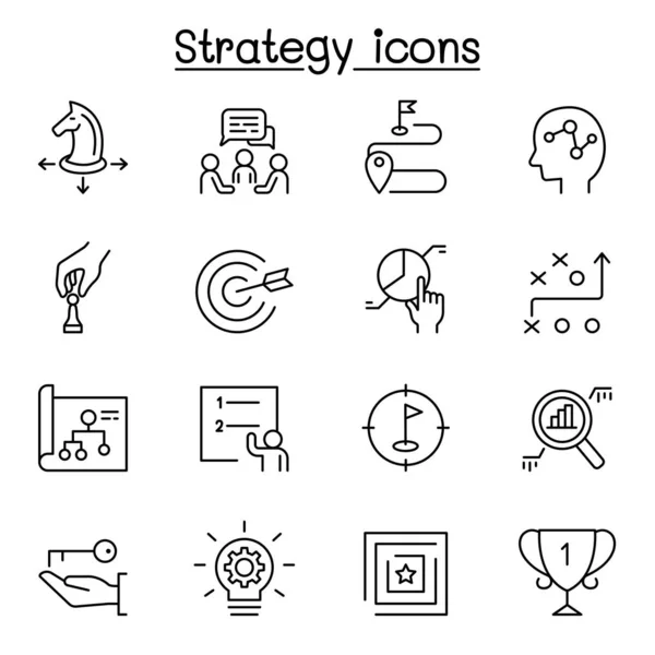 Strategy & planing icon set in thin line style — Stock Vector