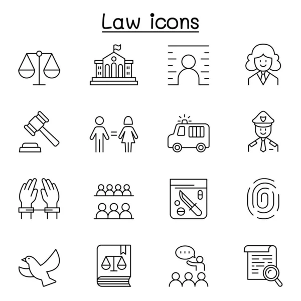 Law & Justice icoon in dunne lijn stijl — Stockvector