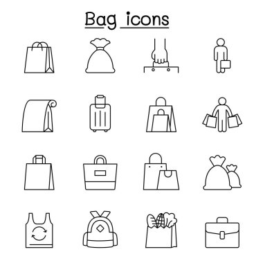 Torba simgeleri ince çizgi biçiminde ayarlandı